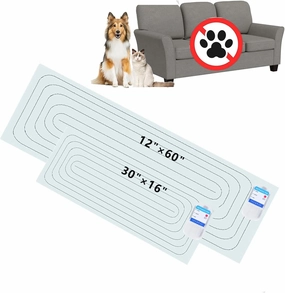 SEERWAY Scat Pet Shock Mat 2 Pieces in Different Size, Shock Pads for Dogs and Cats Training Indoor, Electric Repellent Mat Keeps Pets Off Couch, Sofa, Countertop, 3 Modes (60" x12”   30"x16")