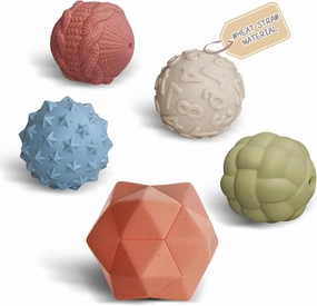 Sensory Balls for Babies, Ball for Toddlers 1-3, Wheat Straw Soft & Textured Multi Sensory Baby Toy 6-12 Months Squeeze, Infant Montessori Gift Set for Kids 5 Pack