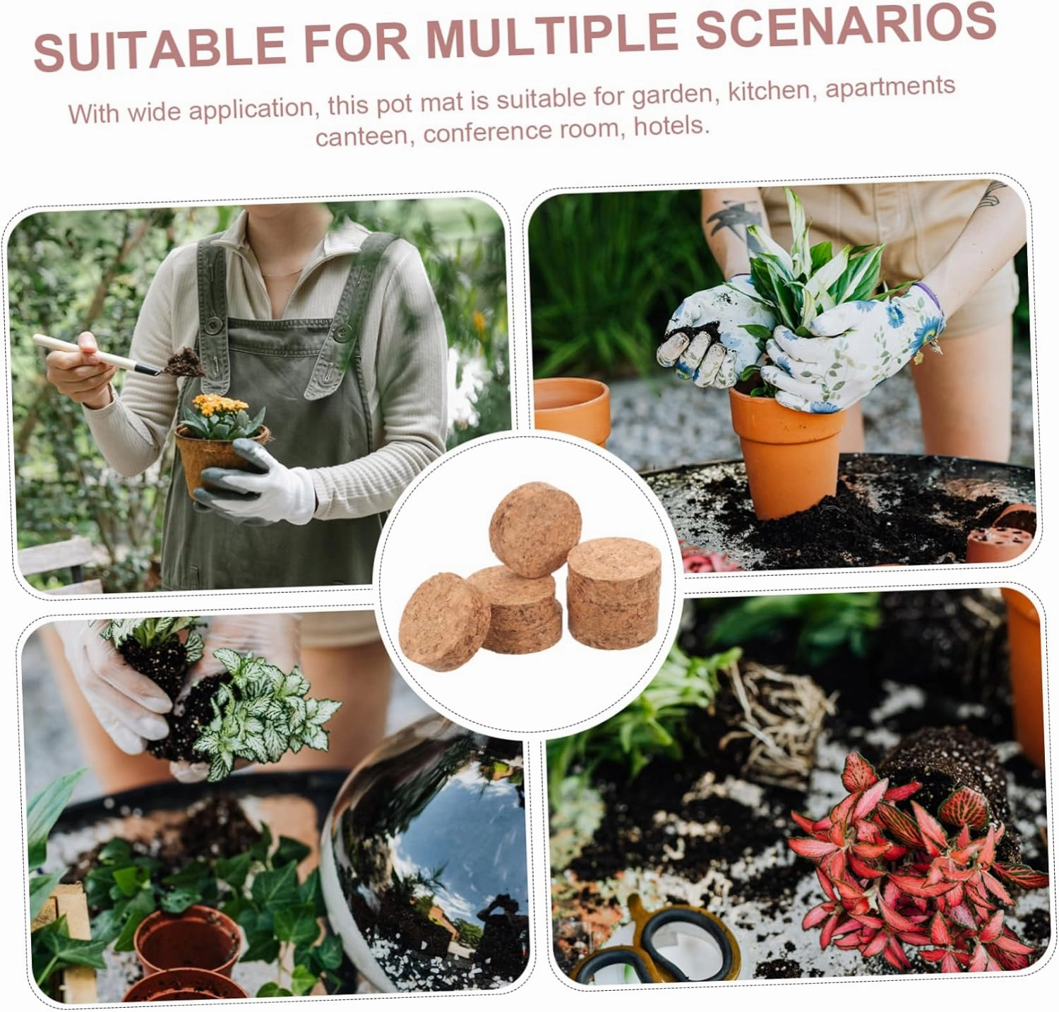 Sets Cork Coasters for Home Plant Pot Bottom Holder Round Cork Mat Anti-Skid Planter Mat Decorative Trivets Pcs