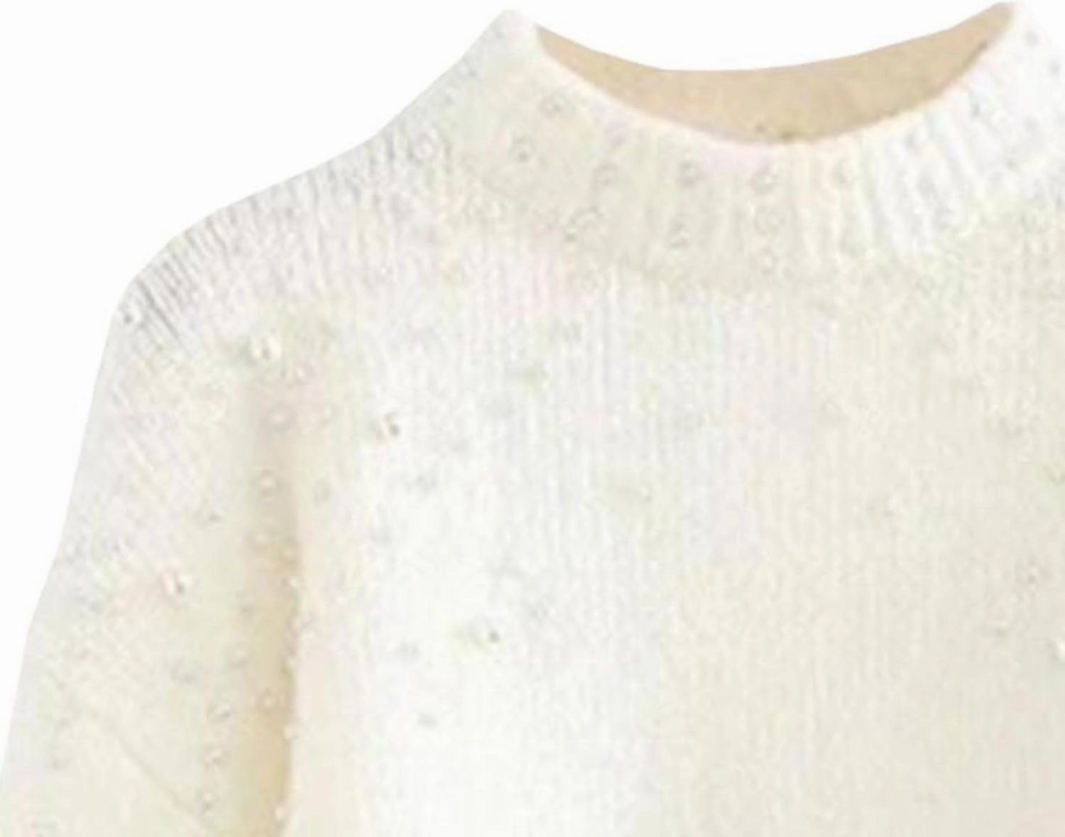 Sexyshine Women's Pearl Beading Mock Neck Sweater Elegant Long Sleeve Chunky Knitted Pullover Oversized Jumper Top