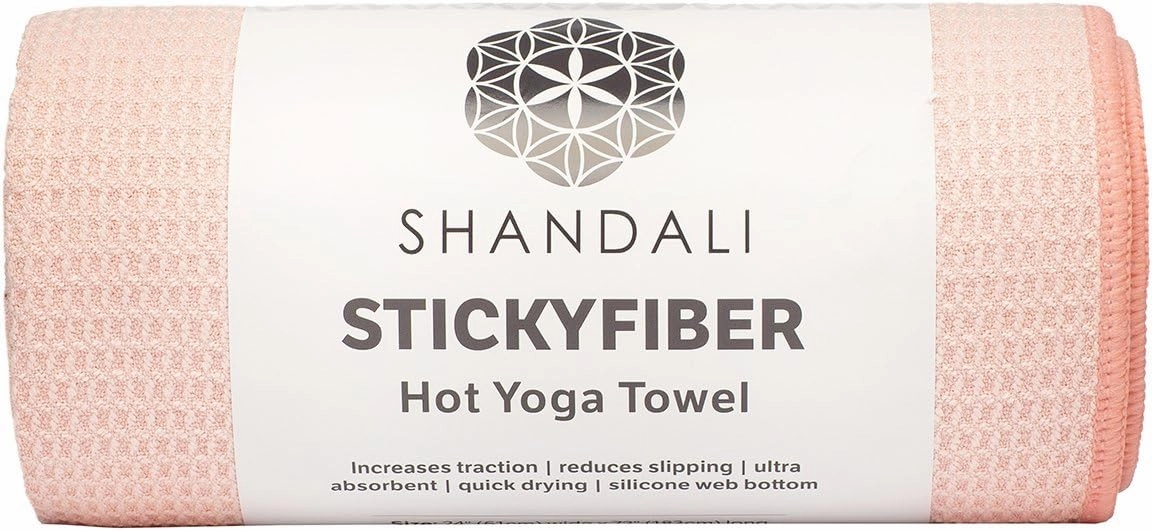 Shandali Hot Yoga Towel - Mat-Sized, Microfiber, Super Absorbent, Anti-Slip, Injury Free, 24" x 72" - Best Bikram Yoga Towel - Exercise, Fitness, Pilates Gear