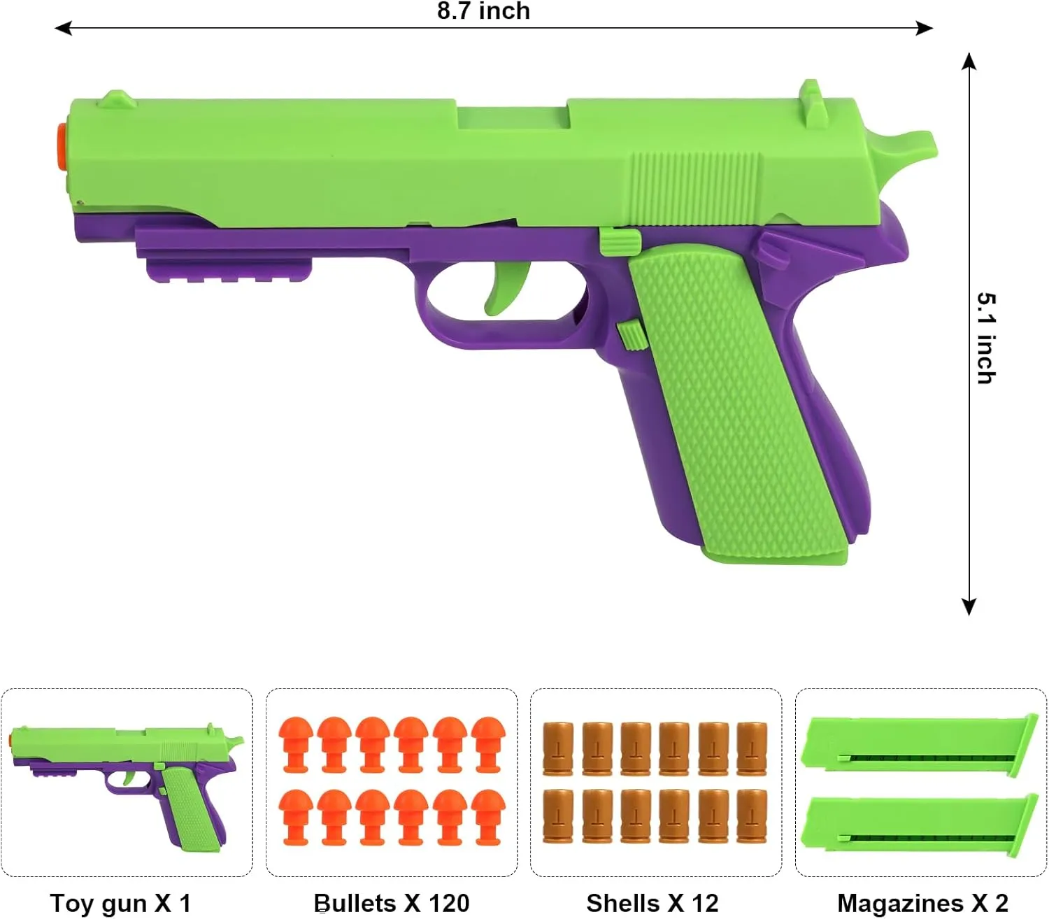 Shell Ejecting Toy Gun Fun Toy Soft Bullet Nerf Gun Fully Automatic Reloading Ideal Gifts for Boys Adults Christmas Birthday