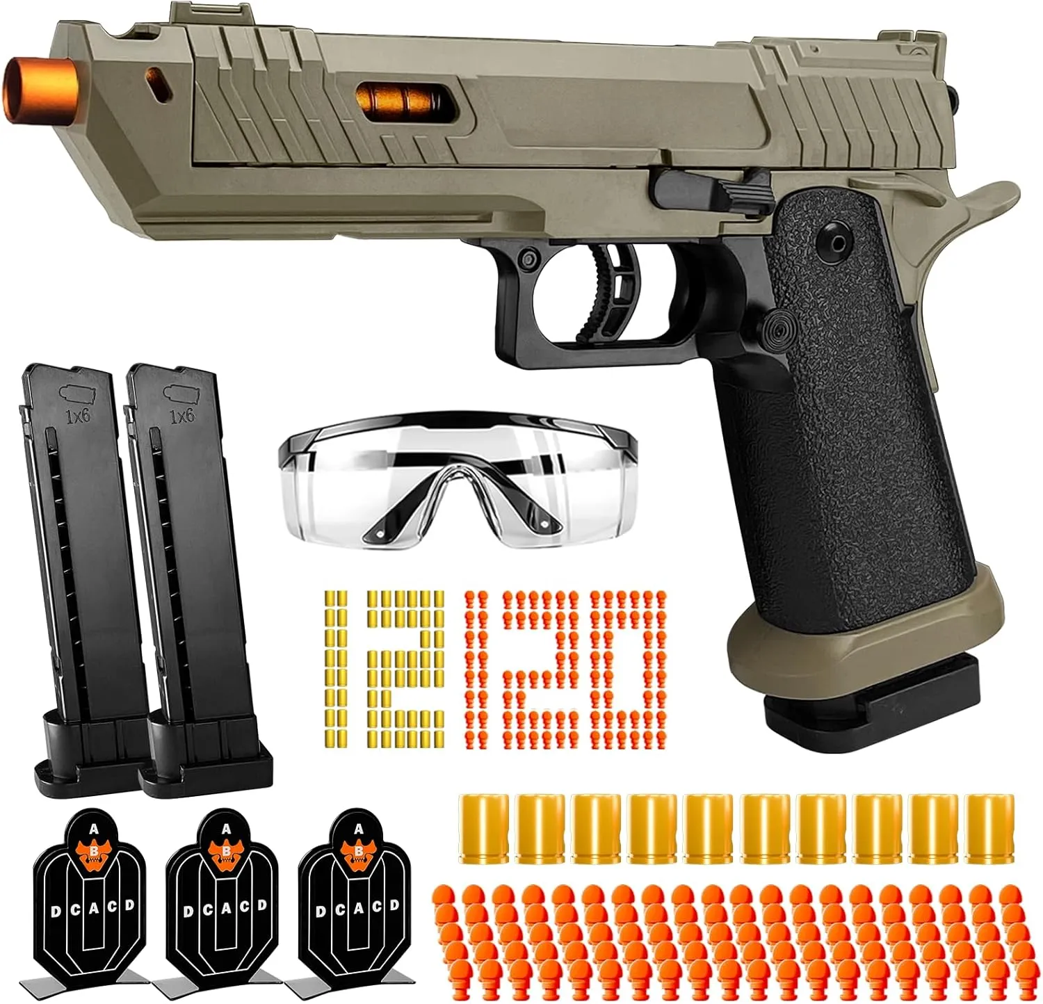Shell Ejecting Toy Gun, Semi-Automatic Kids Toy Pistol with Ejecting Shells, Soft Bullet Toy Guns for Boys 8-12, Outdoor Shooting Games Educational Model