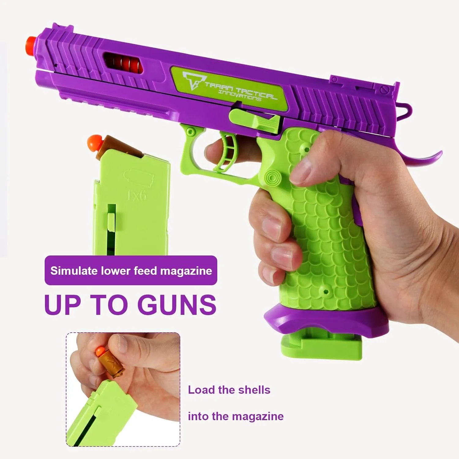 Shell Ejecting Toy Gun, Soft Bullet Nerf Gun Pistol, Toy Gun with Automatic Pull Back, Semi-Automatic Rapid-fire Toy Fake Guns, Indoor,Outdoor Shooting Games, Birthday Gift for Boys Girls