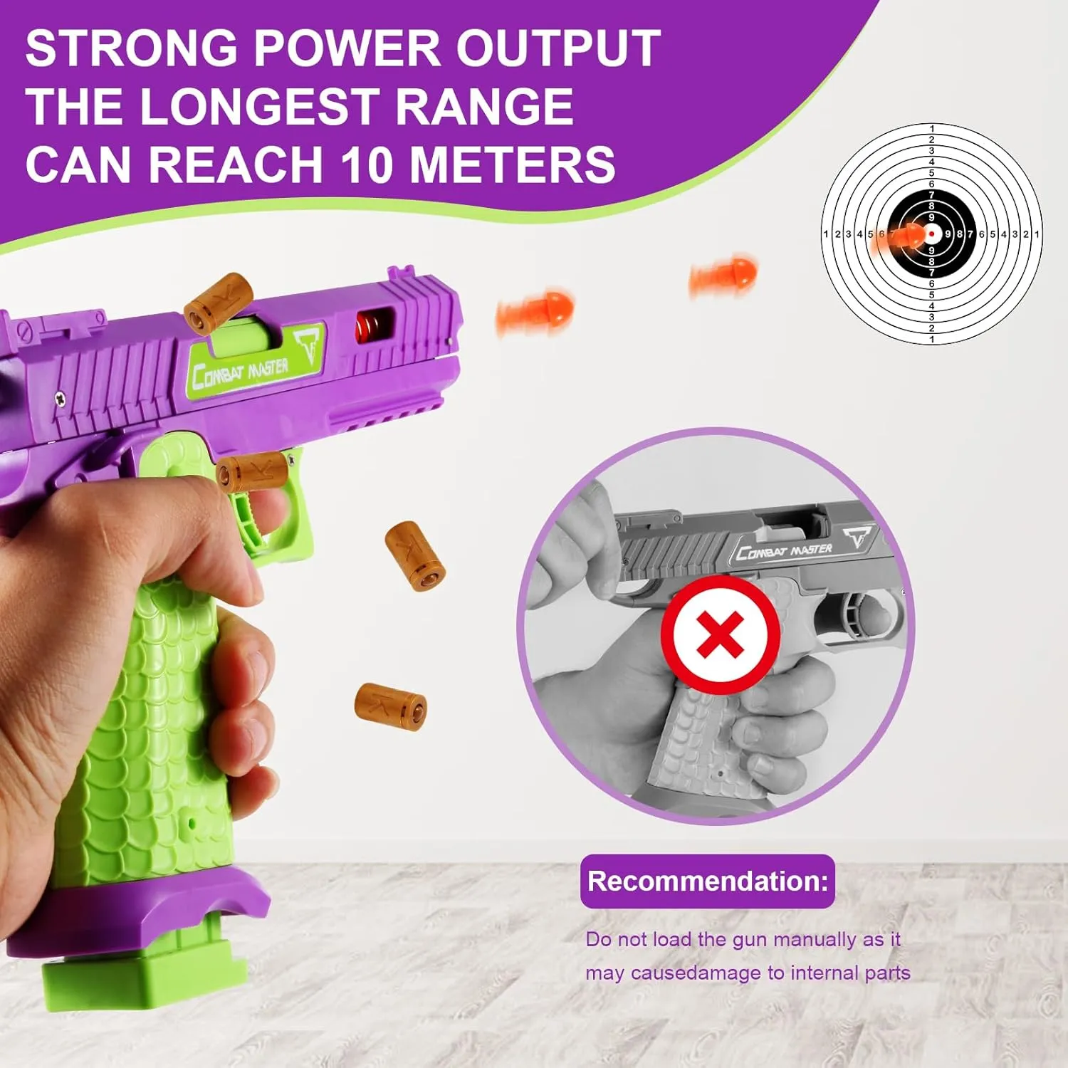 Shell Ejecting Toy Gun, Soft Bullet Nerf Gun Pistol, Toy Gun with Automatic Pull Back, Semi-Automatic Rapid-fire Toy Fake Guns, Indoor,Outdoor Shooting Games, Birthday Gift for Boys Girls