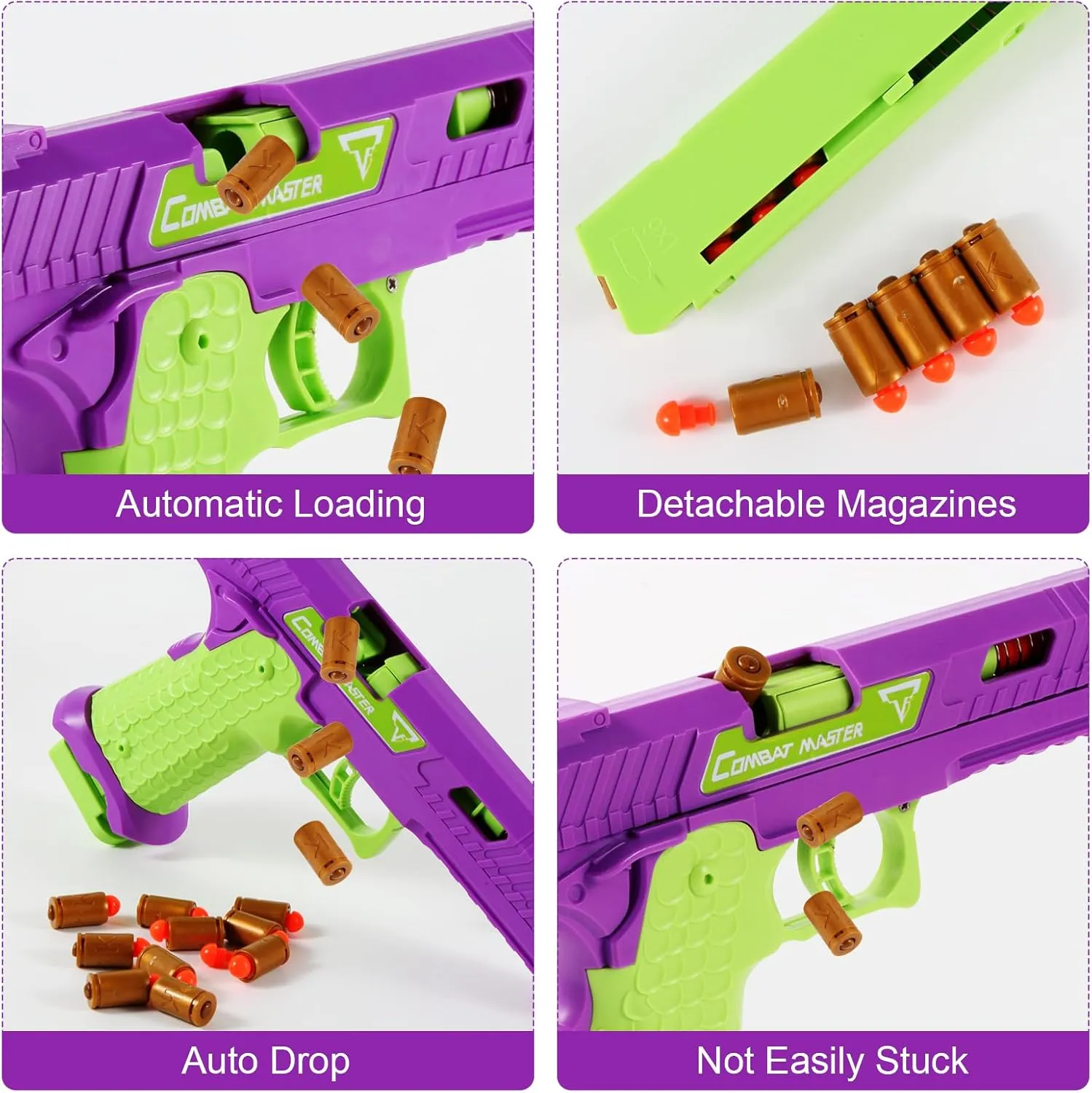 Shell Ejecting Toy Gun, Soft Bullet Nerf Gun Pistol, Toy Gun with Automatic Pull Back, Semi-Automatic Rapid-fire Toy Fake Guns, Indoor,Outdoor Shooting Games, Birthday Gift for Boys Girls