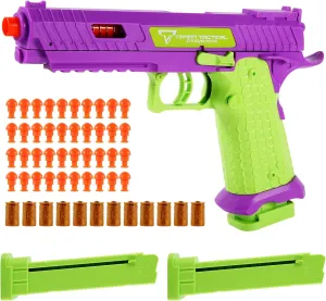Shell Ejecting Toy Gun, Soft Bullet Nerf Gun Pistol, Toy Gun with Automatic Pull Back, Semi-Automatic Rapid-fire Toy Fake Guns, Indoor,Outdoor Shooting Games, Birthday Gift for Boys Girls