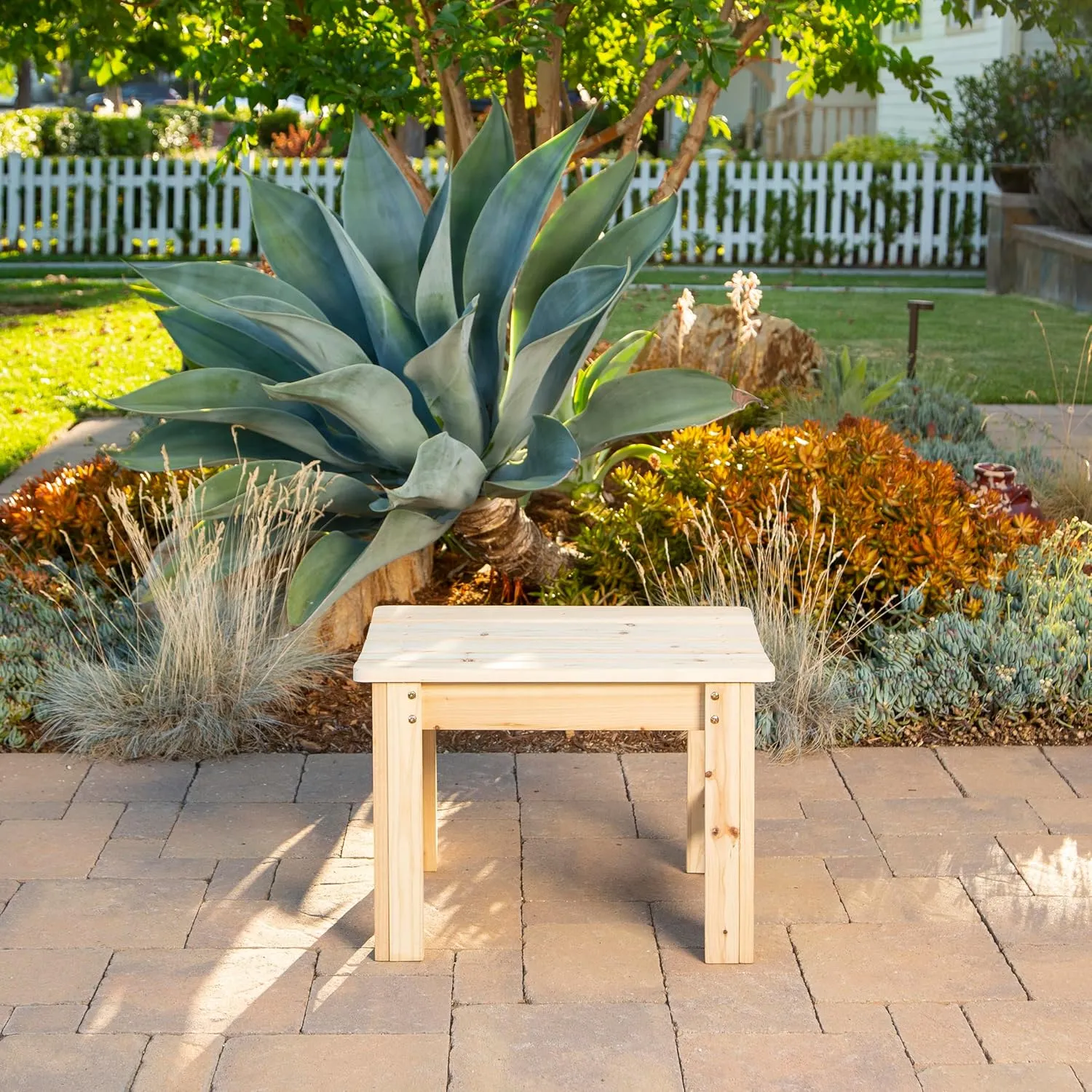 Shine Company Outdoor Wood Backless Patio Garden Bench, 2 Ft, Natural