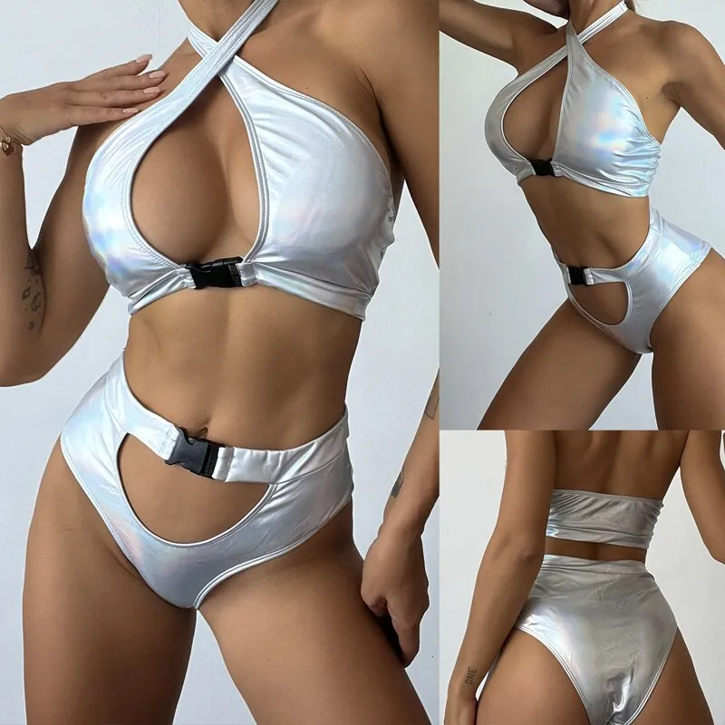 Shiny Metallic Bikini Set