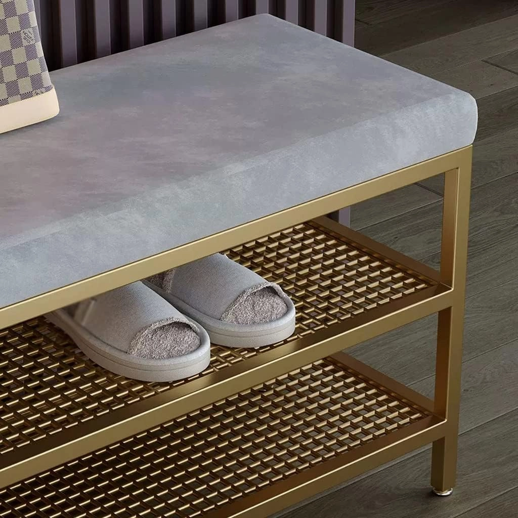 Shoe Bench Shoe Changing Stool Shoe Rack Shoe Cabinet Long Stool Storage Fitting Room Rest Stool Soft Cushion Storage Bench(A,Small)