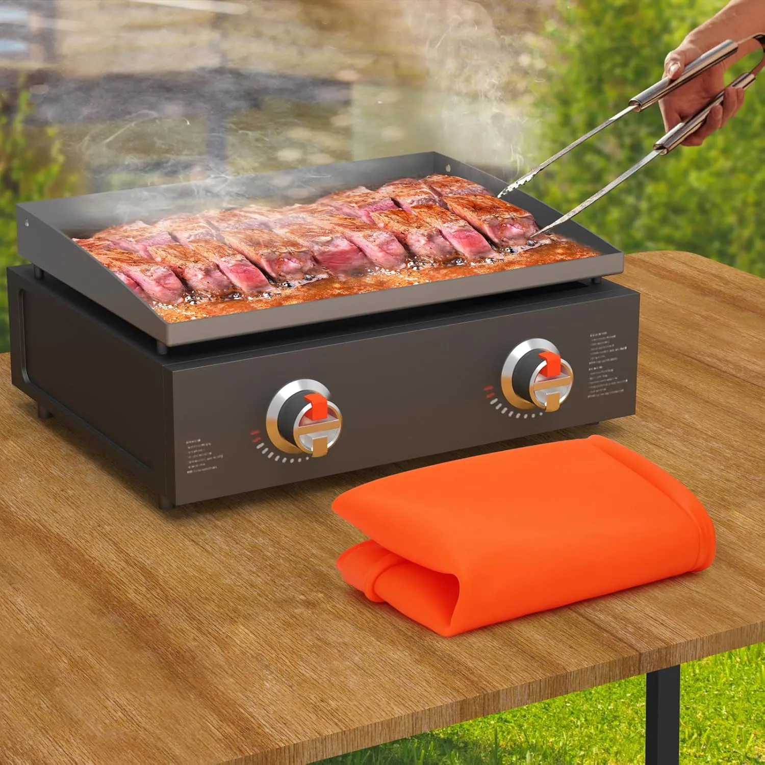 Silicone Griddle Mat Cover for Blackstone - 22 Inch True All-Encompassing Coverage Heavy Duty Food Grade Grill Buddy Mat, All Season Cooking Surface Protective Cover