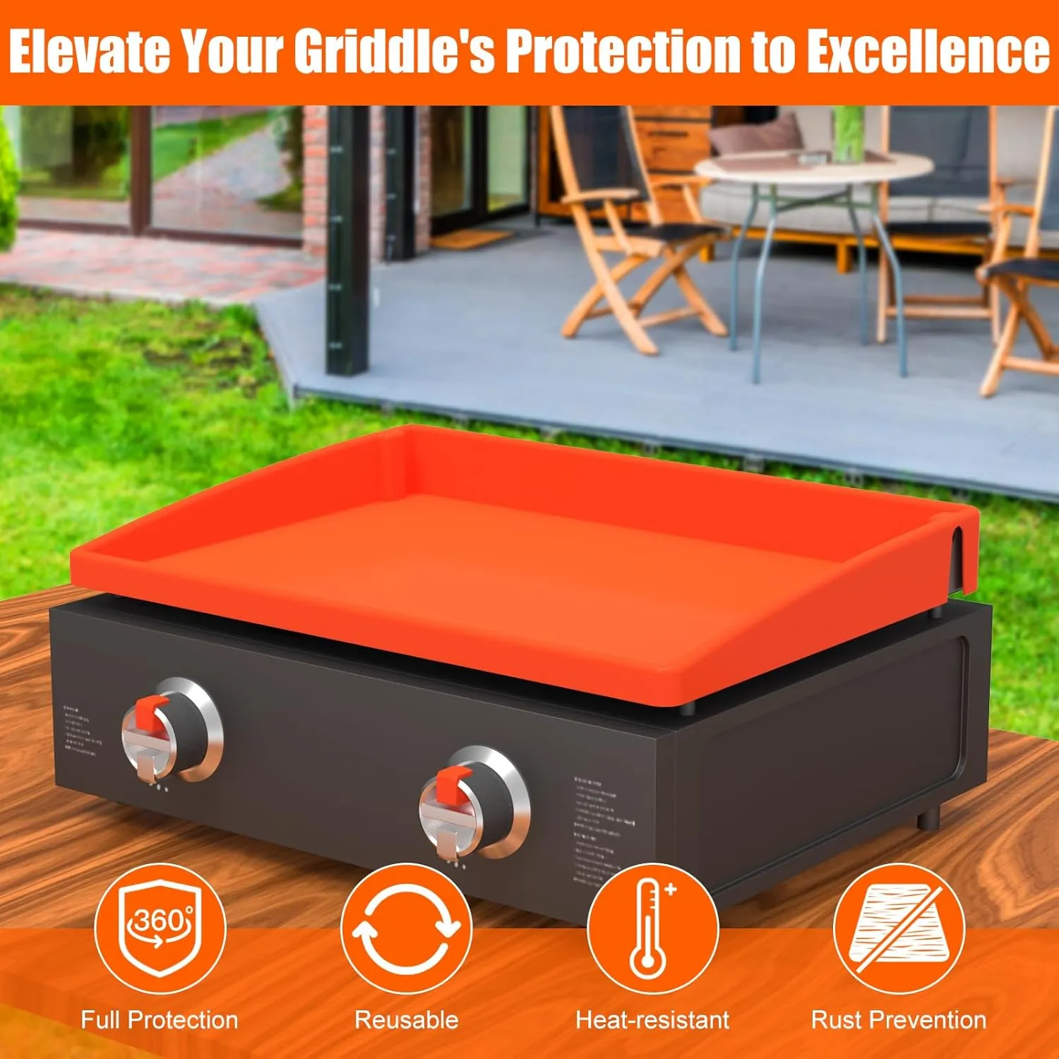 Silicone Griddle Mat Cover for Blackstone - 22 Inch True All-Encompassing Coverage Heavy Duty Food Grade Grill Buddy Mat, All Season Cooking Surface Protective Cover