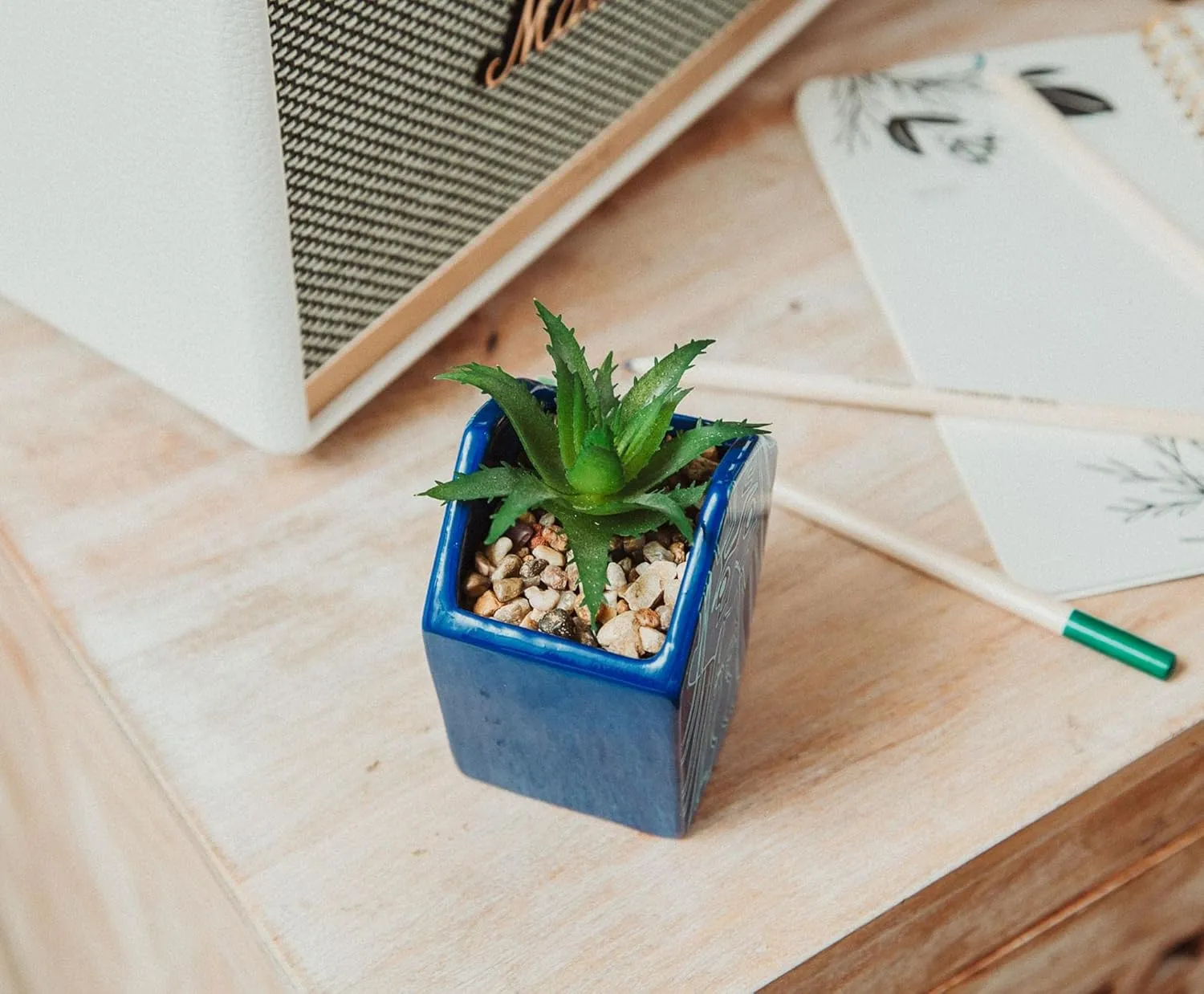Silver Buffalo Disney Atlantis: The Lost Empire Stone Face 4-Inch Ceramic Mini Planter with Artificial Succulent | Cute Small Flower Pot, Faux Indoor Plants