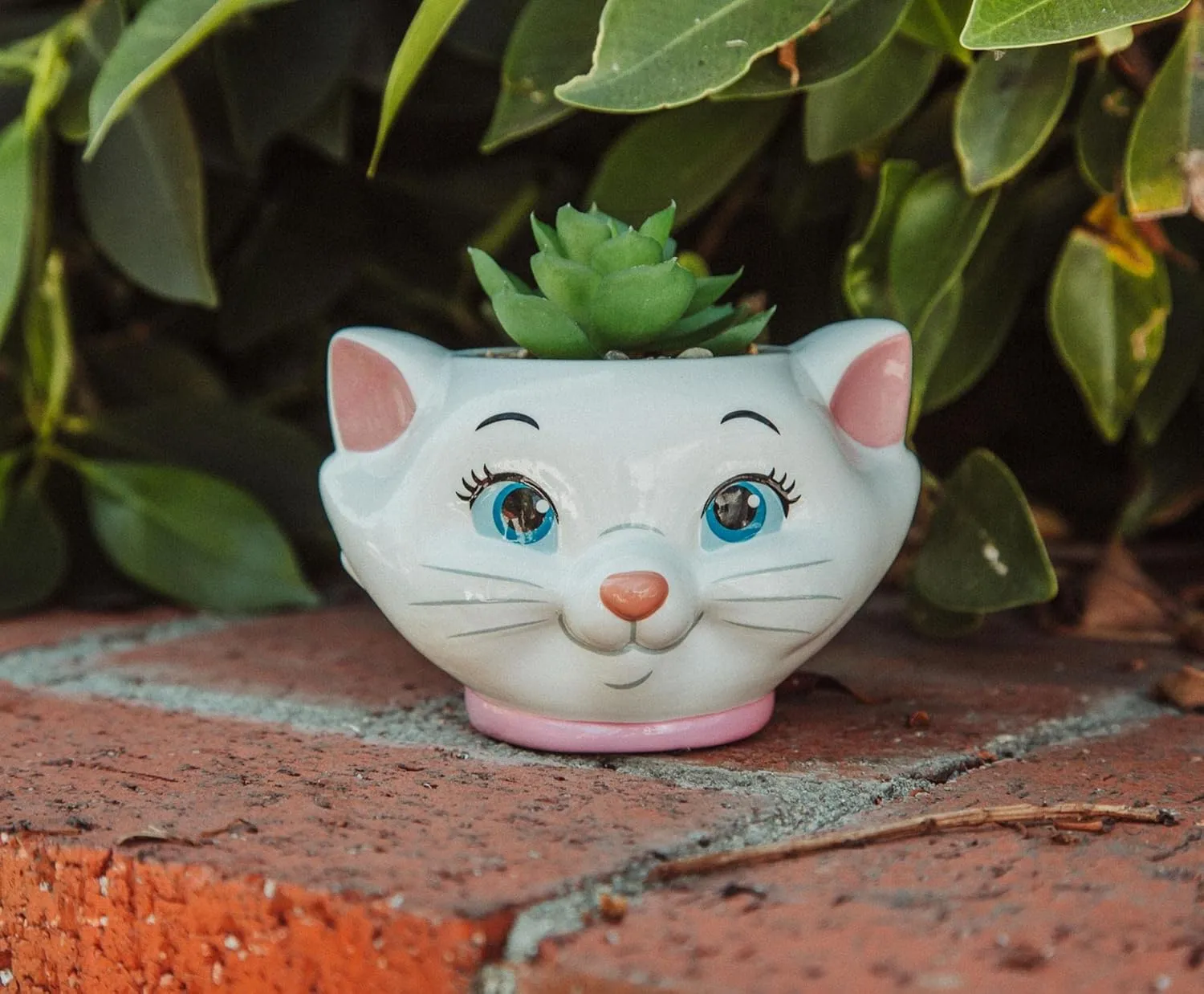 Silver Buffalo Disney The Aristocats Marie 4-Inch Ceramic Mini Planter with Artificial Succulent | Cute Small Flower Pot, Faux Indoor Plants