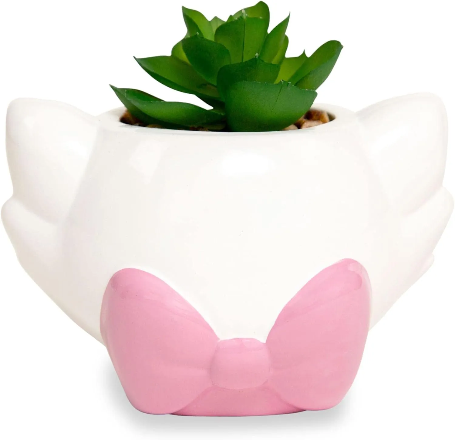 Silver Buffalo Disney The Aristocats Marie 4-Inch Ceramic Mini Planter with Artificial Succulent | Cute Small Flower Pot, Faux Indoor Plants