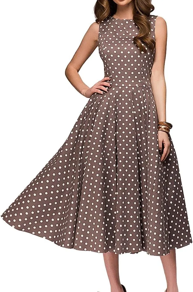 Simple Flavor Women's Vintage Dress Sleeveless O-Neck Party Cocktail Dress