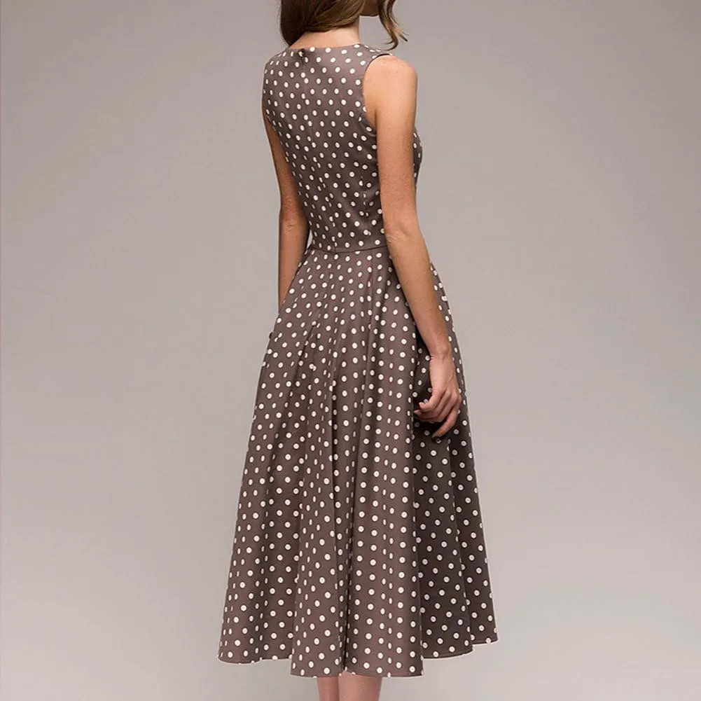Simple Flavor Women's Vintage Dress Sleeveless O-Neck Party Cocktail Dress
