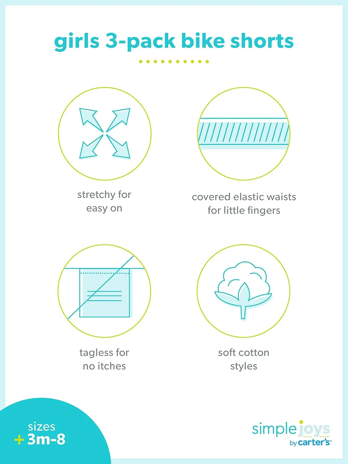 Simple Joys by Carter's Babies, Toddlers, and Girls' Bike Shorts, Pack of 3
