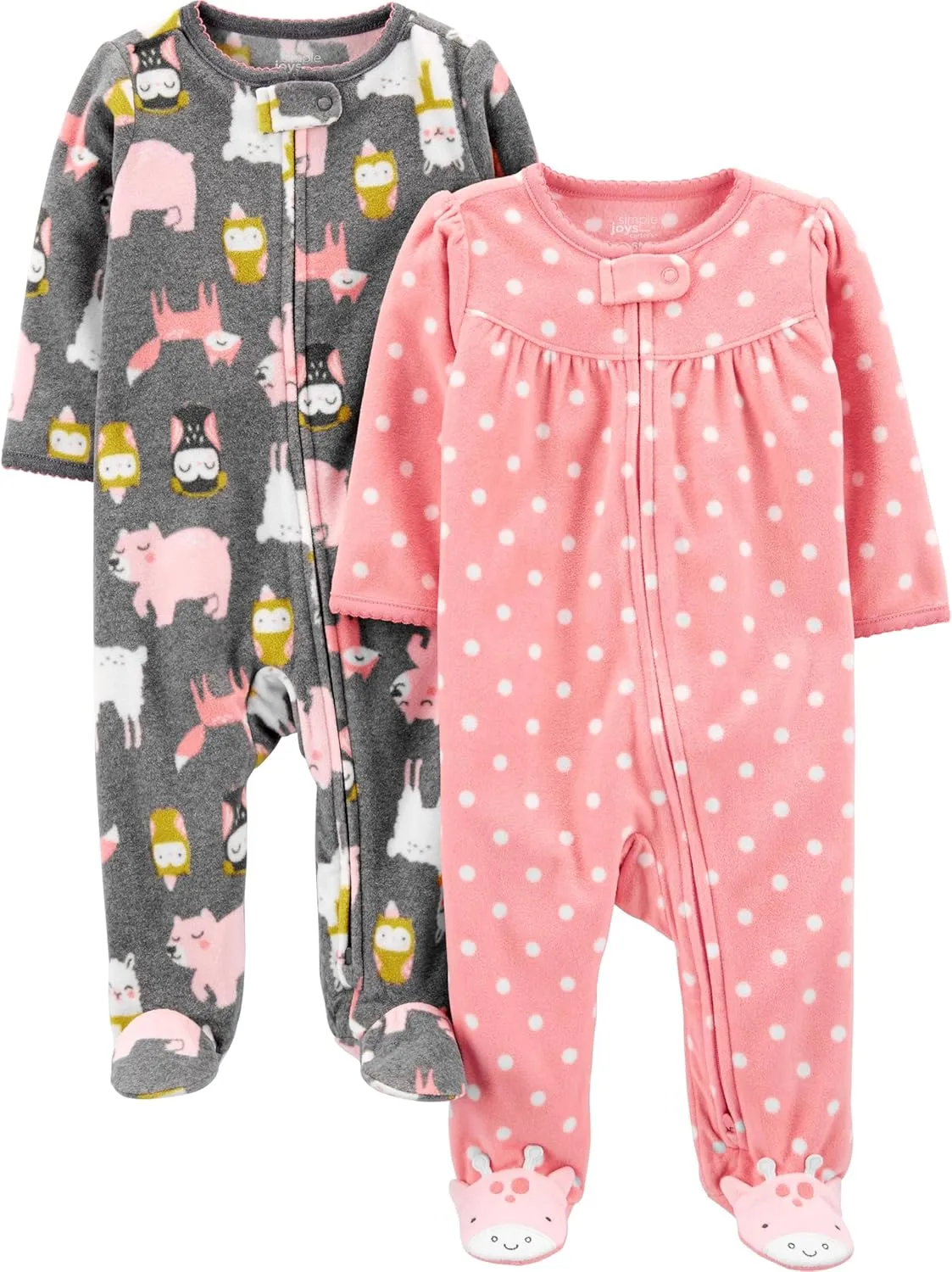 Simple Joys by Carter's Baby Girls' Fleece Footed Sleep and Play, Pack of 2