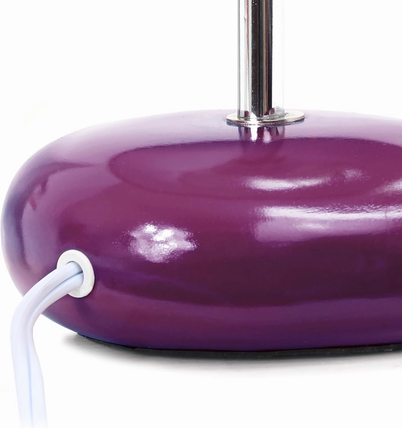 Simple Designs LT1153-PRP-2PK Petite Circle Stone Table Lamp 2 Pack Set for Bedroom, Kids Room, Office, Living Room, Nursery, Reading Nook, Purple