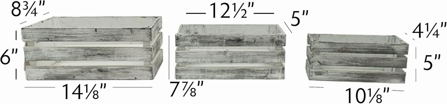 Simple Elements Rustic Farmhouse Wood Crates– Distressed Decorative Wood Storage Containers for Home Décor, Event Décor, Party supply and More – Set of 3 - White