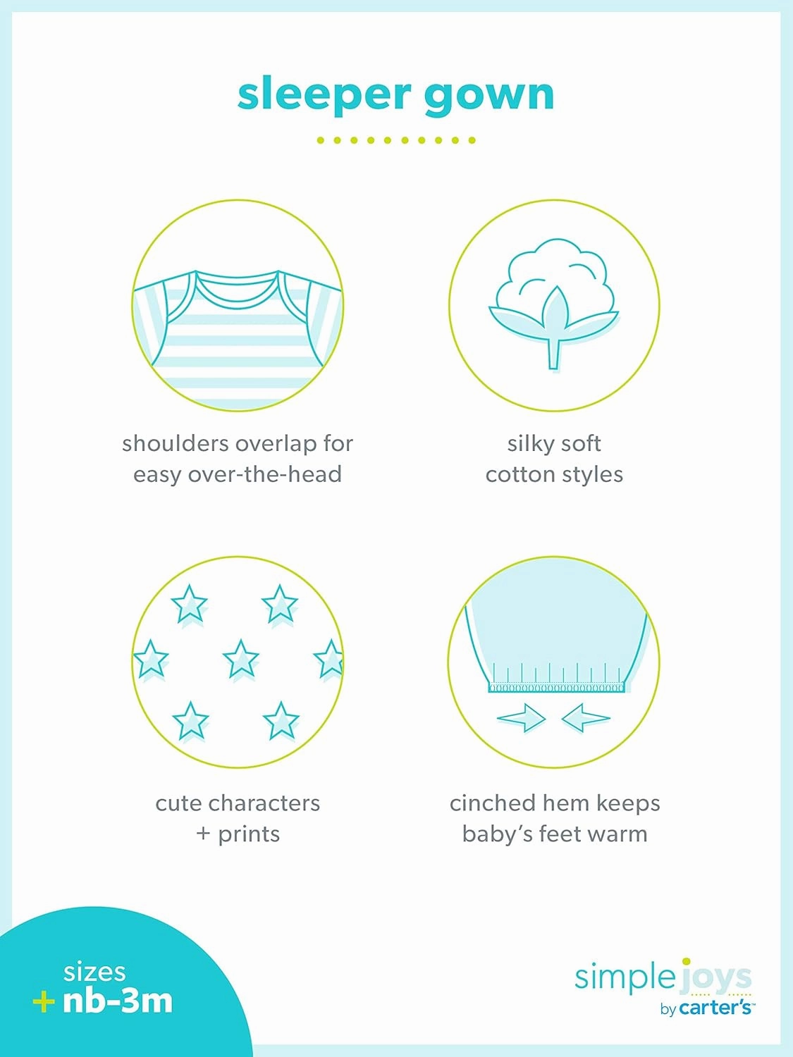 Simple Joys by Carter's Baby 3-Pack Neutral Cotton Sleeper Gown