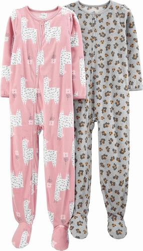 Simple Joys by Carter's Girls' 2-Pack Loose-fit Fleece Footed Pajamas