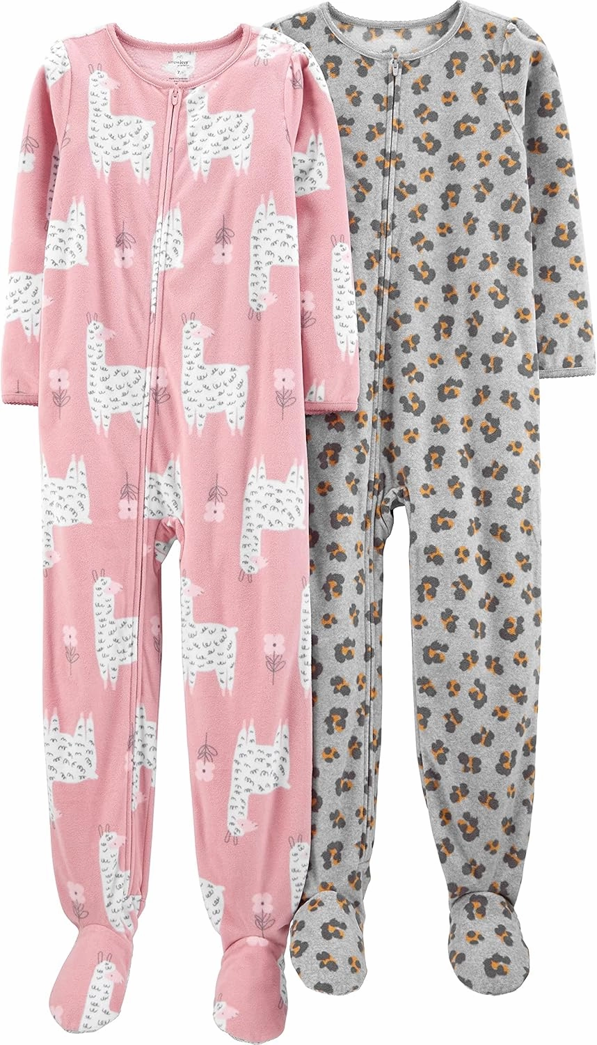 Simple Joys by Carter's Girls' 2-Pack Loose-fit Fleece Footed Pajamas