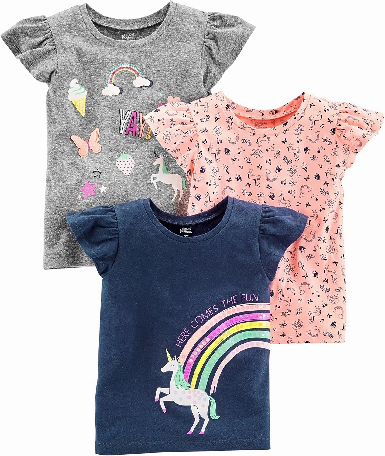 Simple Joys by Carter's Girls' Short-Sleeve Shirts and Tops, Pack of 3