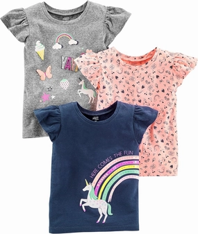Simple Joys by Carter's Girls' Short-Sleeve Shirts and Tops, Pack of 3