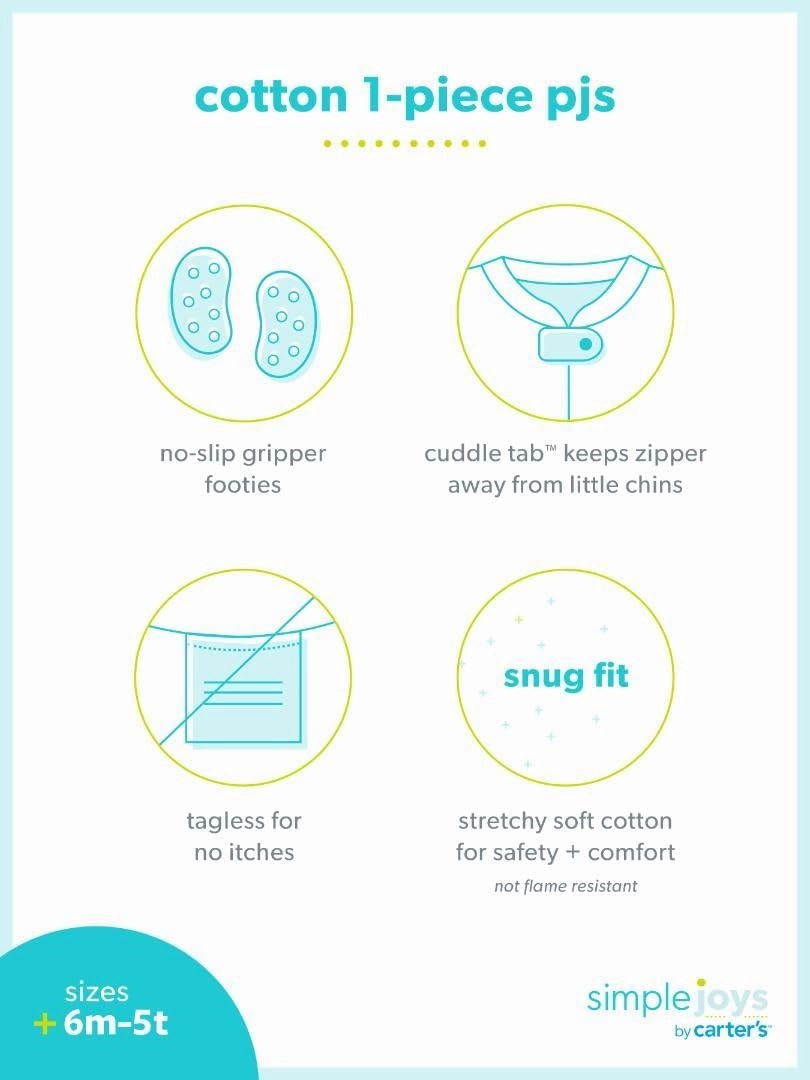 Simple Joys by Carter's Toddlers and Baby Boys' Snug-Fit Footed Cotton Pajamas, Pack of 3