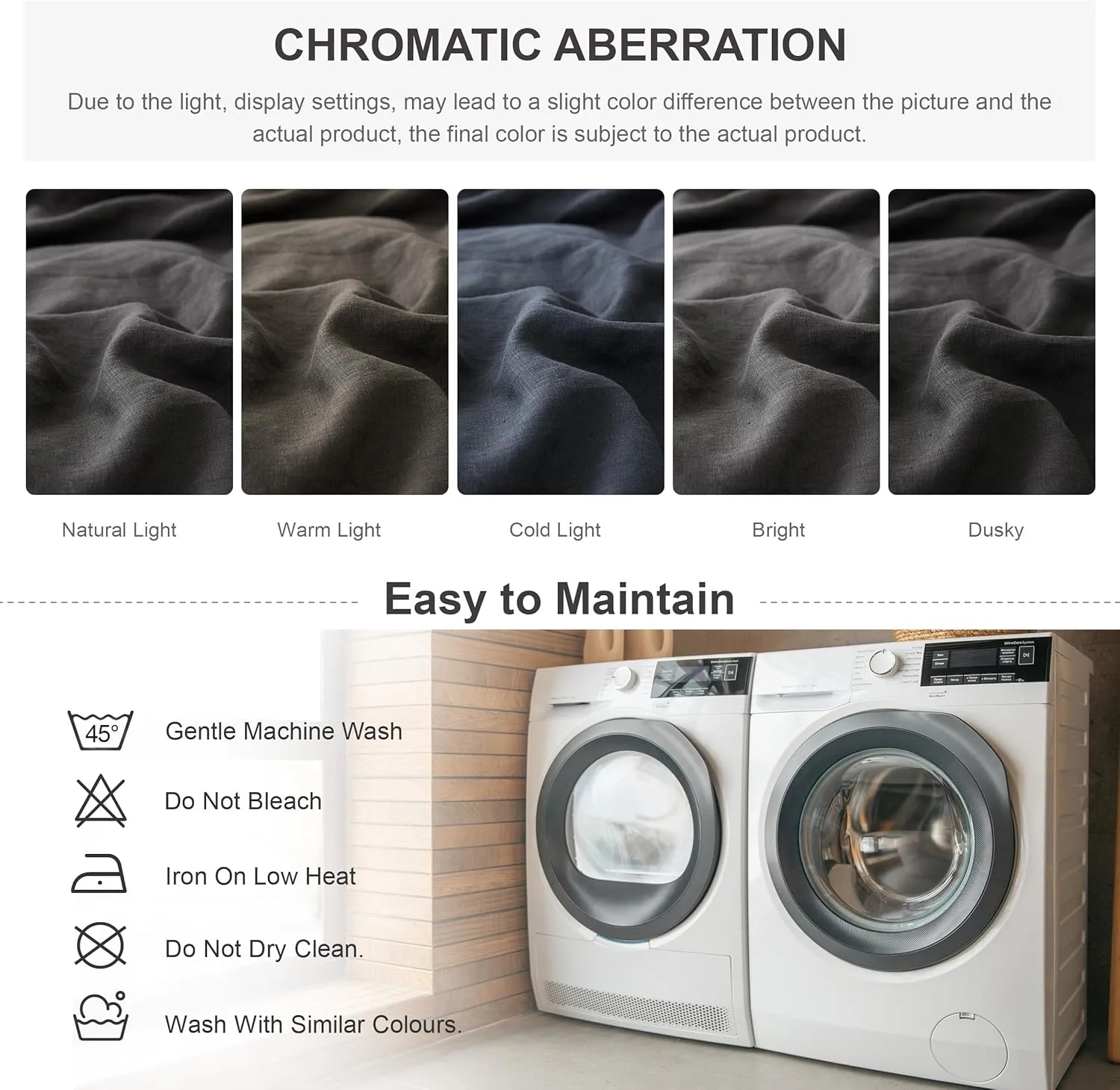 Simple&Opulence 100% Linen Duvet Cover Set, 3 PCS Natural French Flax Dark Grey Duvet Cover King Size, Breathable Soft Comfy Linen Bedding Comforter Cover with 2 Pillowcases(Dark Grey, 104"x92")