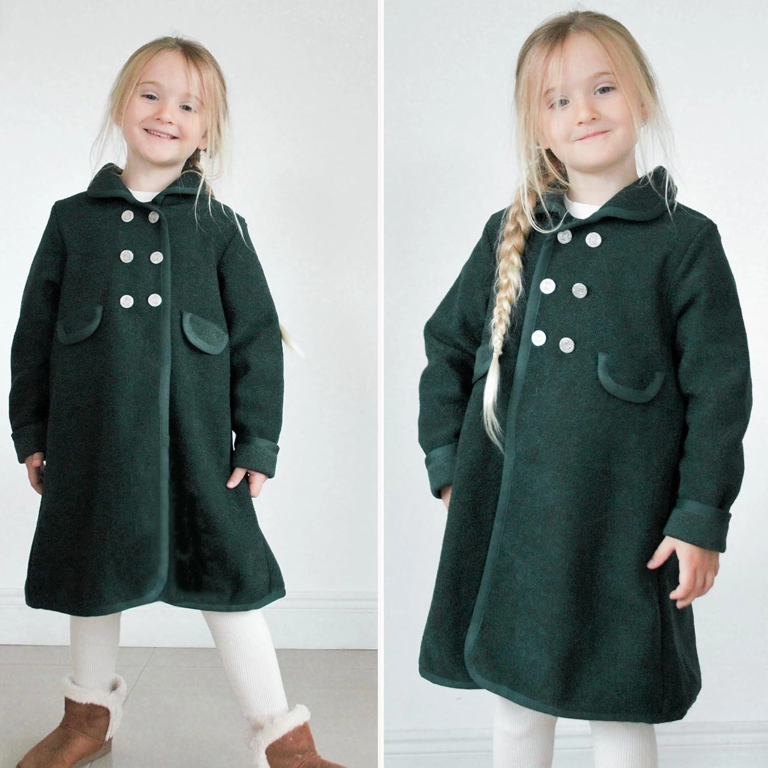 Simplee kids Girls Dress Coat Lapel Button Winter Jackets Coats Long Sleeve Outerwear with Pockets 4-14Year