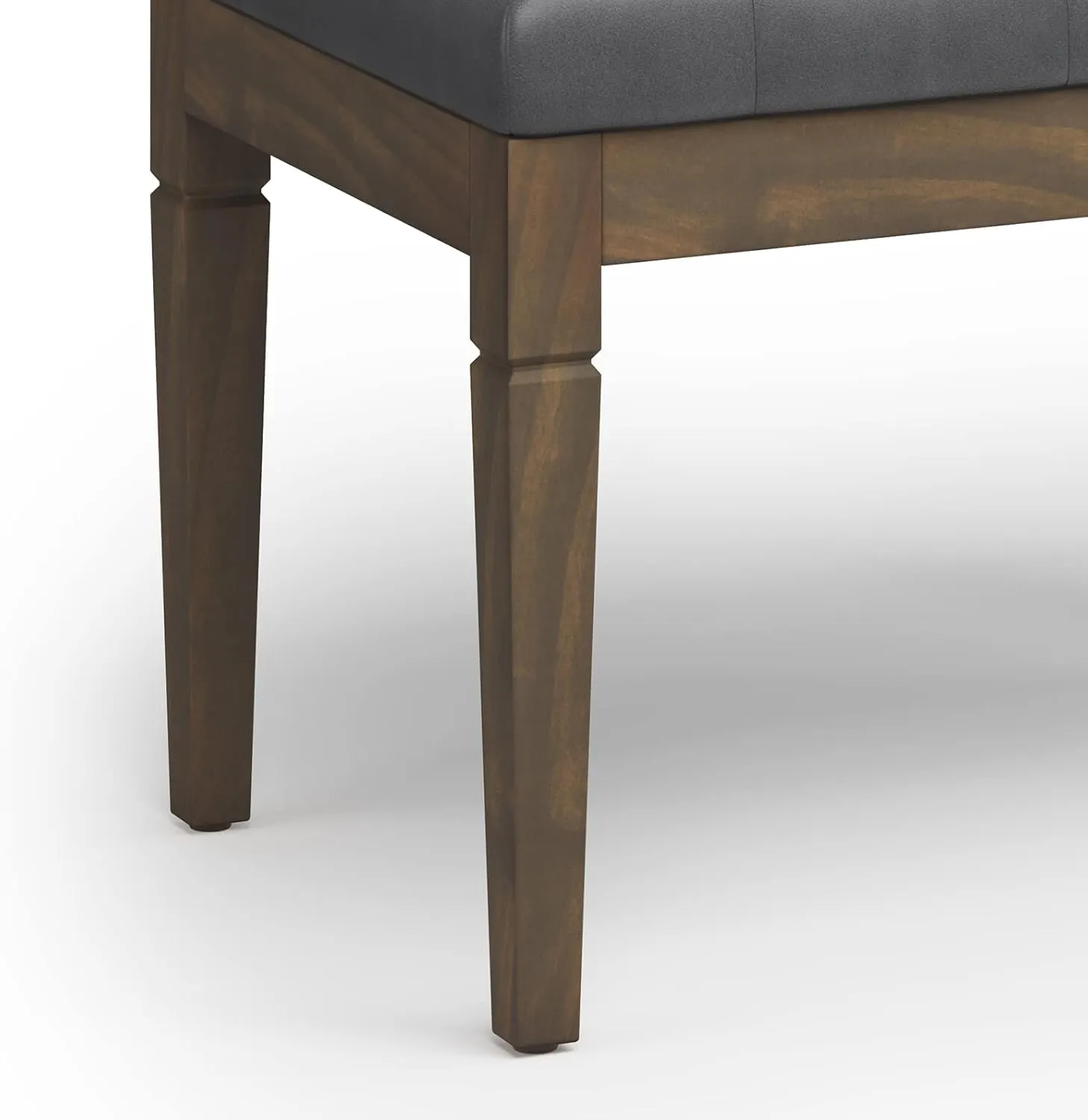SIMPLIHOME Waverly 28 inch Wide Traditional Rectangle Small Tufted Ottoman Bench in Stone Grey Vegan Faux Leather, Assembled, For the Living Room and Bedroom