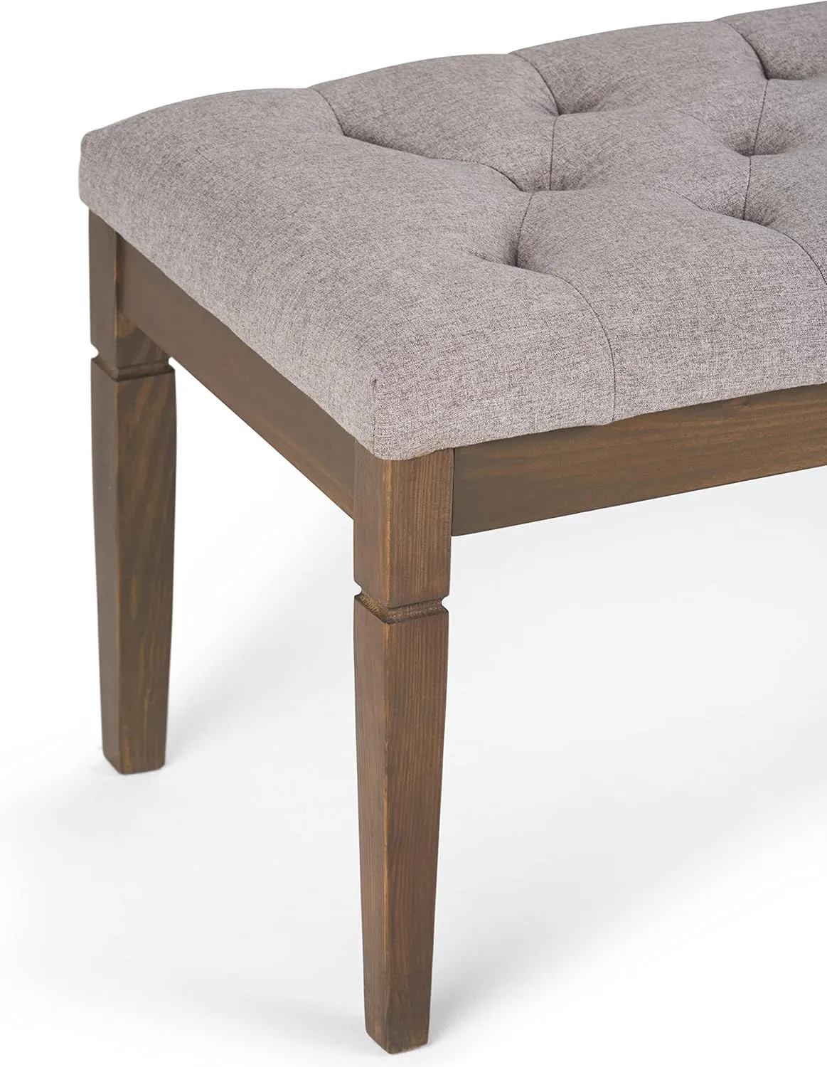 SIMPLIHOME Waverly 48 inch Wide Traditional Rectangle Tufted Ottoman Bench in Cloud Grey Linen Look Fabric, Assembled, For the Living Room and Bedroom