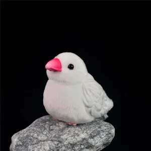 Simulation Red-Billed White munia Plush Toy, Soft Red-Billed White munia Stuffed Animal, Birds Plush Toy Home Decoration Children's Gift……