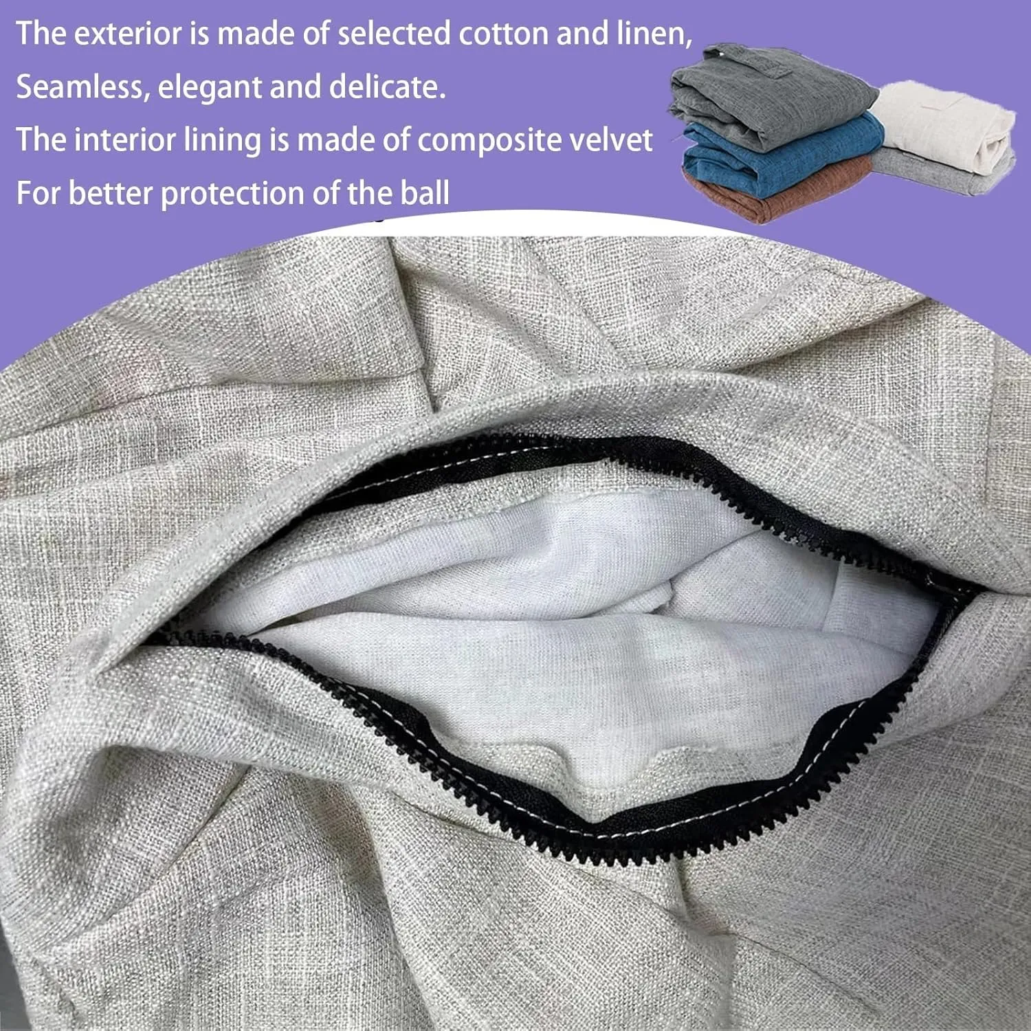 Sitting Ball, 55cm-75cm - Foldable Fabric Cover for Fitness/Pilates/Yoga/Office Balance Ball