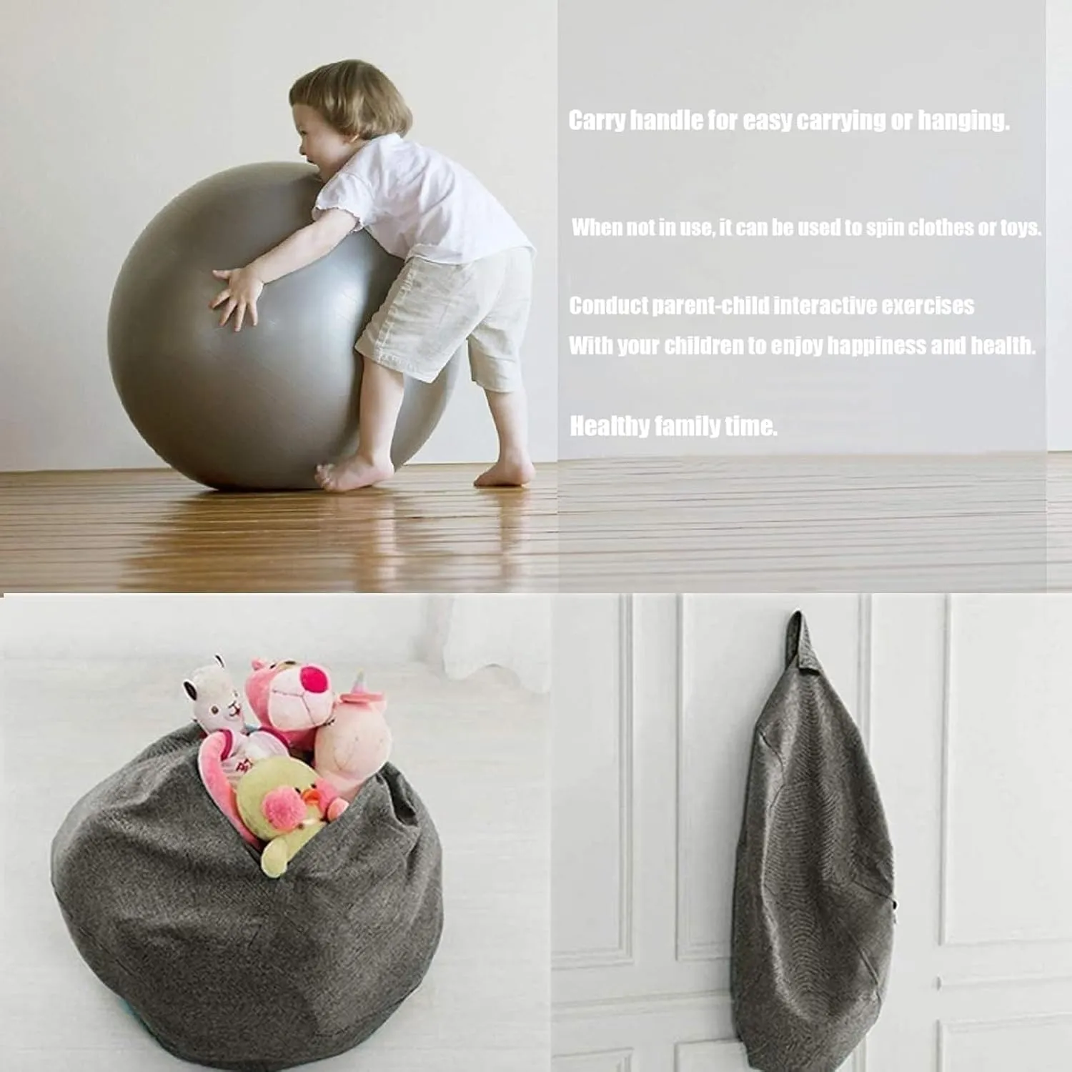 Sitting Ball, 55cm-75cm - Foldable Fabric Cover for Fitness/Pilates/Yoga/Office Balance Ball