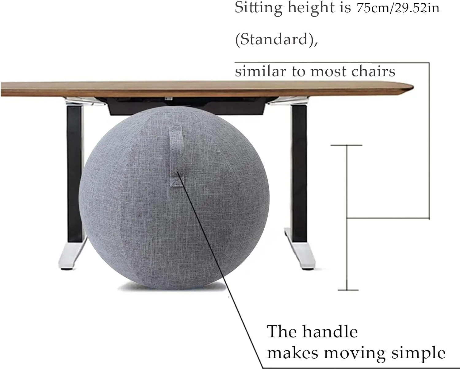 Sitting Ball, 55cm-75cm - Foldable Fabric Cover for Fitness/Pilates/Yoga/Office Balance Ball