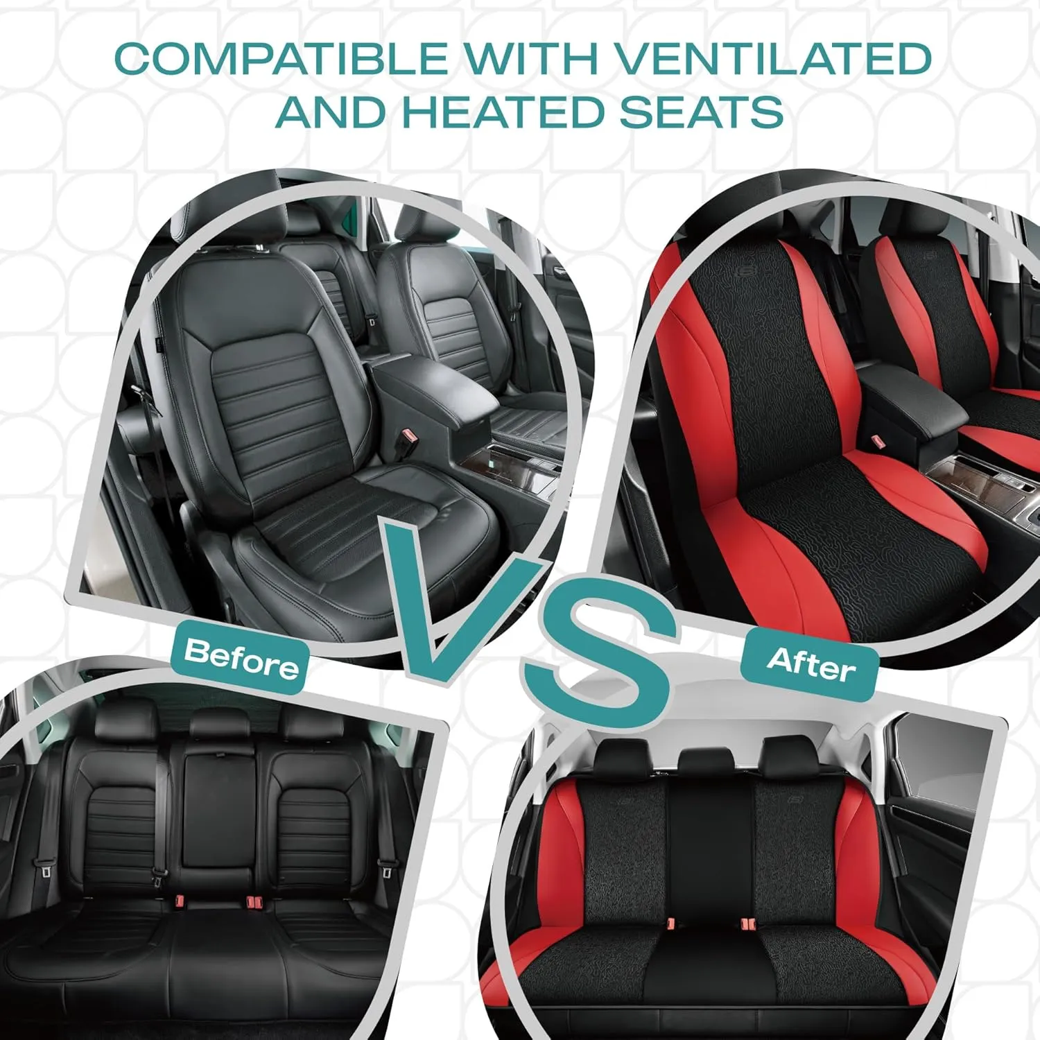 Skechers Car Seat Covers,Leather Seat Covers with GOGA Mat Technology,Waterproof Car Seat Covers Front Seats,Airbag Compatible,Comfort Universal Fit for Most Cars,Vans,Trucks,SUVs,Red