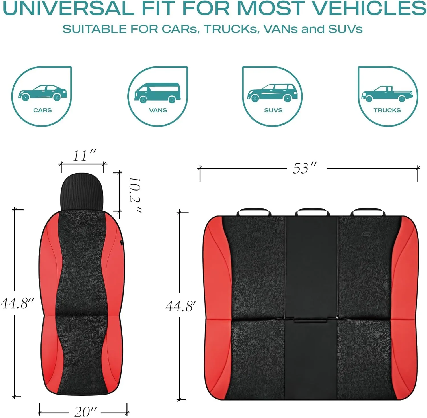 Skechers Car Seat Covers,Leather Seat Covers with GOGA Mat Technology,Waterproof Car Seat Covers Front Seats,Airbag Compatible,Comfort Universal Fit for Most Cars,Vans,Trucks,SUVs,Red
