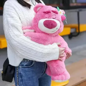 Sleeping Strawberry Bear Pillow Plushie