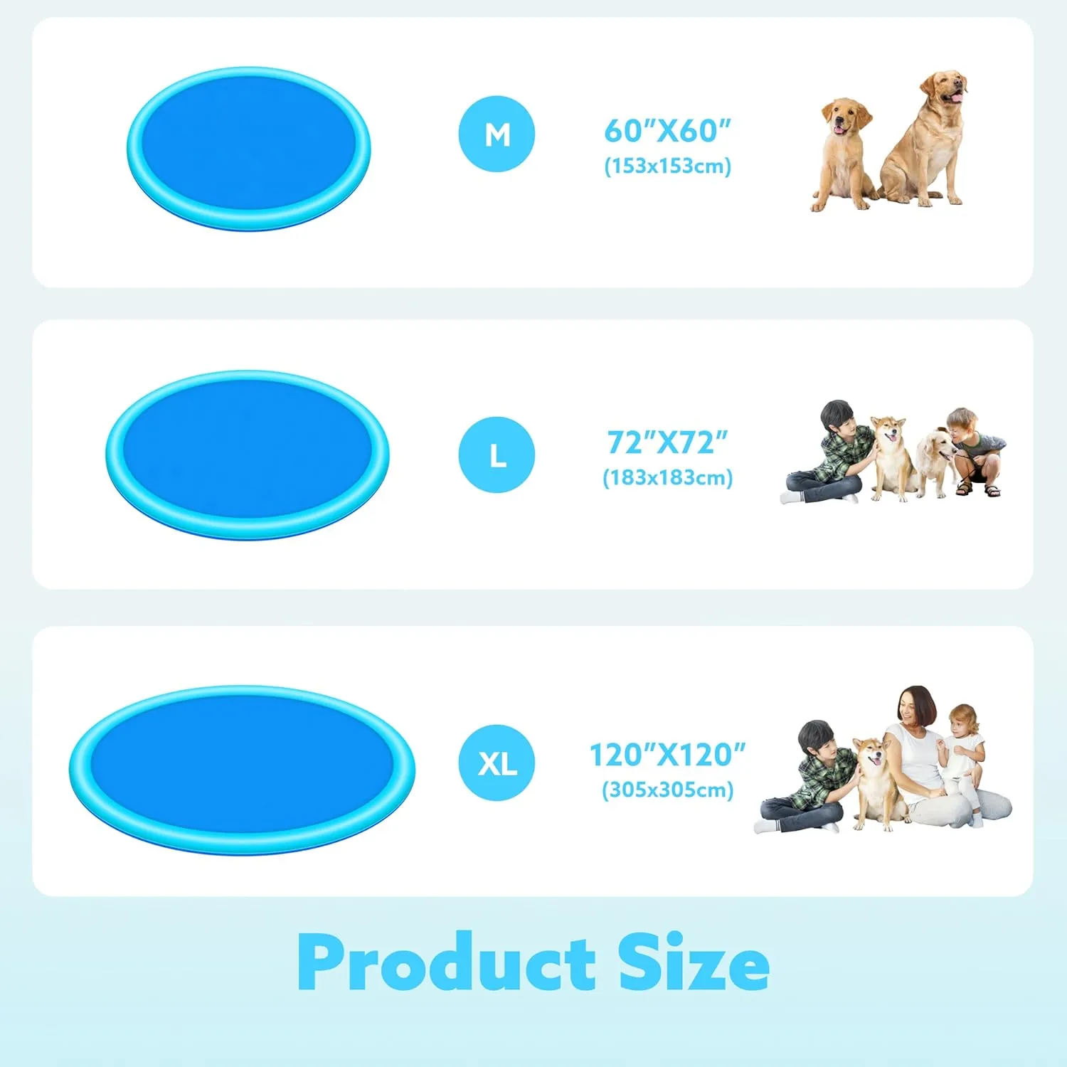 SLOOSH Non-Slip Splash Pad Sprinkler - Outdoor Water Toys Play Mat for Toddlers Kids Dogs, Outside Thickened Sprinkler Pool Party Durable Backyard Fountain for Girls Boys Pets (72in, Blue)