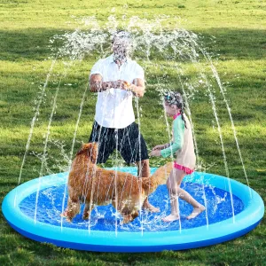 SLOOSH Non-Slip Splash Pad Sprinkler - Outdoor Water Toys Play Mat for Toddlers Kids Dogs, Outside Thickened Sprinkler Pool Party Durable Backyard Fountain for Girls Boys Pets (72in, Blue)