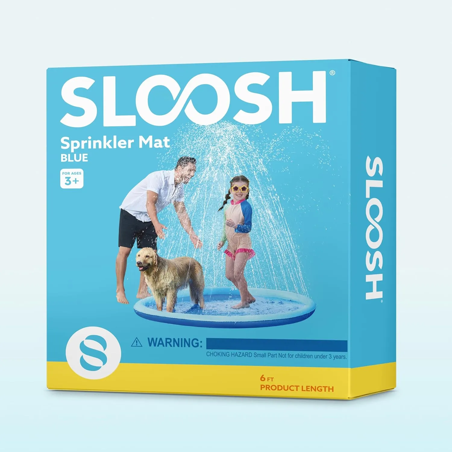 SLOOSH Non-Slip Splash Pad Sprinkler - Outdoor Water Toys Play Mat for Toddlers Kids Dogs, Outside Thickened Sprinkler Pool Party Durable Backyard Fountain for Girls Boys Pets (72in, Blue)