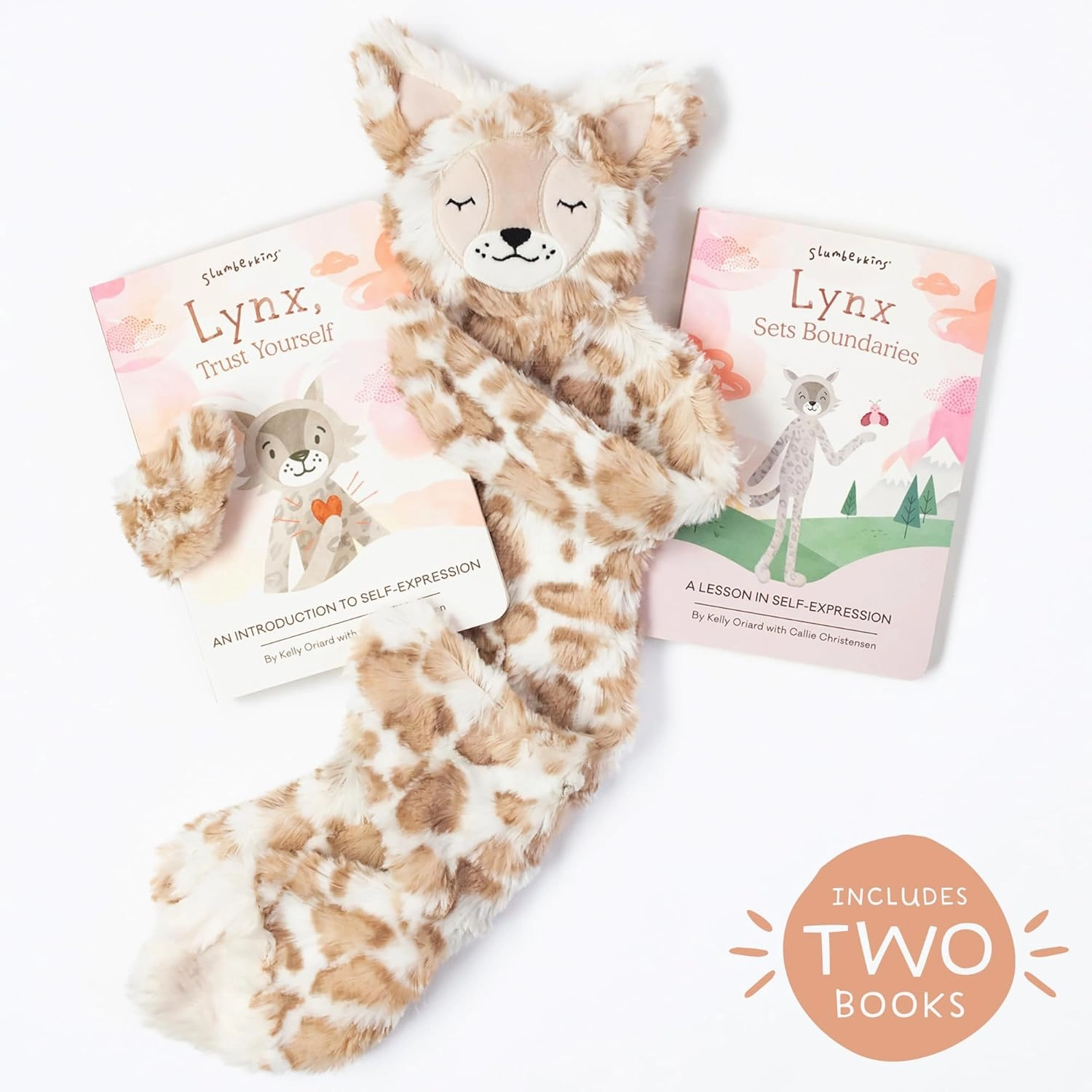 Slumberkins Lynx Snuggler & 2 Board Books Complete Set Bundle | Promotes Self-Expression, Mindfulness & Boundaries | Social Emotional Development (Lynx Snuggler Plush   2 Board Books)