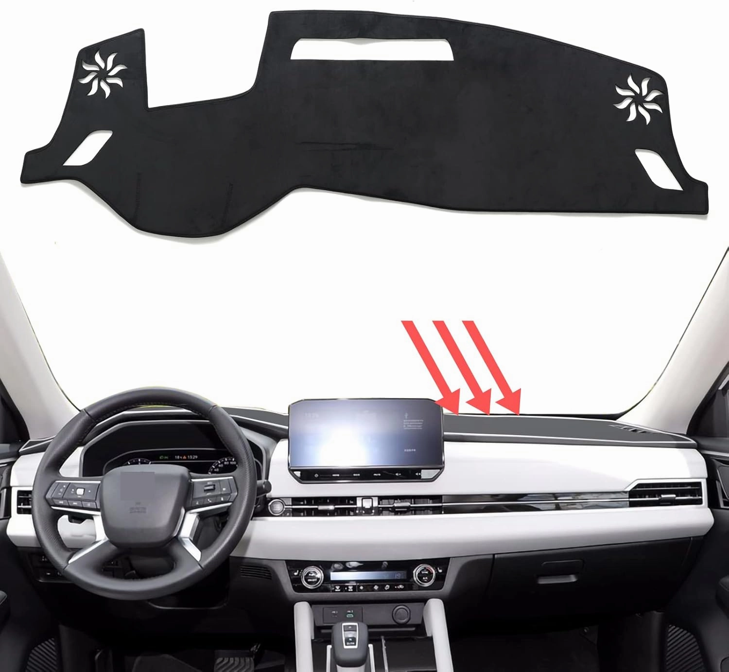 smabee Car Dash Cover Mat for Mitsubishi Outlander PHEV 2025 2024 2023 (with HUD) Dashboard Cover Flannel Material Sun Shade Pad Car Sunscreen Pad Sun Protection Pad 2025 Outlander Accessories