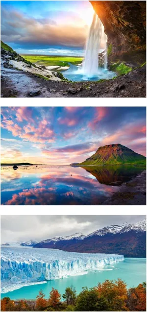 Small Jigsaw Puzzles for Adults Challenging Puzzle Small Puzzles Mini Jigsaw Puzzles for Teens 150 Pieces Micro Tiny Puzzels Waterfall Sunset Landscape Scenery Travel Puzzles 6 x 4 inch 3 Packs