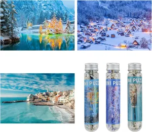 Small Jigsaw Puzzles for Adults Mini Puzzles 150 Pieces Small Puzzle Micro Piece Tiny Challenging Difficult Travel Puzzle Bogliasco Shirakawa Winter Mountain Lake 6 x 4 inch 3 Pack