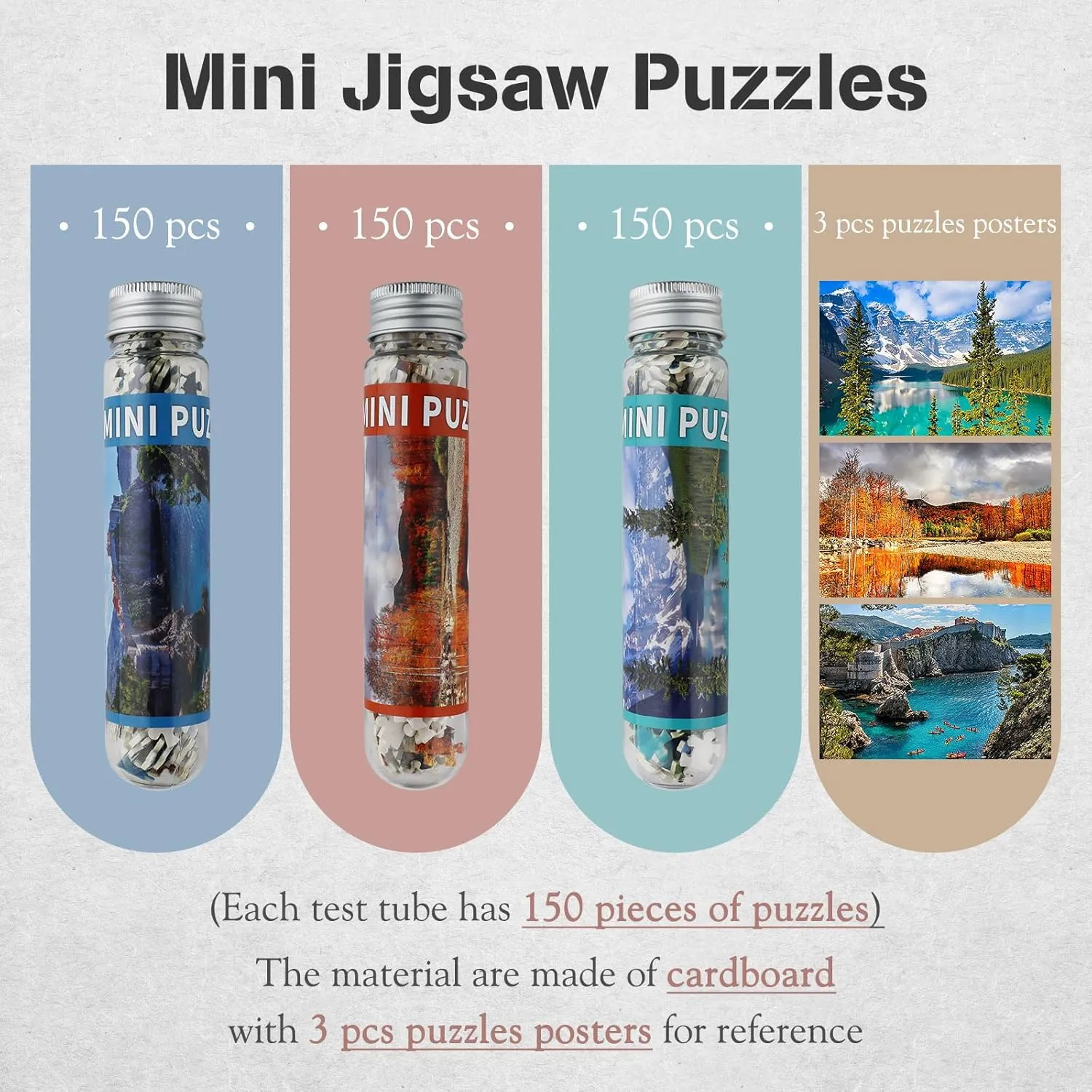 Small Jigsaw Puzzles for Adults Moraine Lake Mini Puzzles 150 Pieces Small Puzzles Micro Tiny Piece Challenging Difficult Travel Puzzle Games Toys Gifts 6 x 4 inch 3 Packs